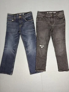Cat&Jack Jeans boys size 12 blue & black Bootcut & Tapered - Picture 1 of 9
