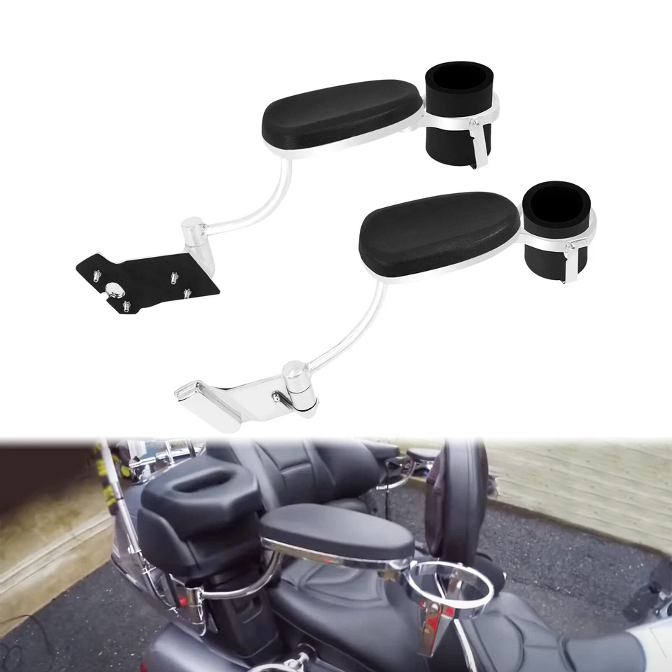 Reposabrazos de pasajero ajustables con portavasos para Honda 2001-2017 Goldwing GL 1800 Foto 1 de 4