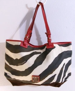 CLASSY DOONEY & BOURKE CANVAS ZEBRA PRINT SHOULDER BAG PURSE 16 W x 10 H X 5 D - Picture 1 of 12