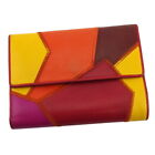 Saint Laurent Tri-Fold Wallet Patchwork Orange Leather Authentic H747