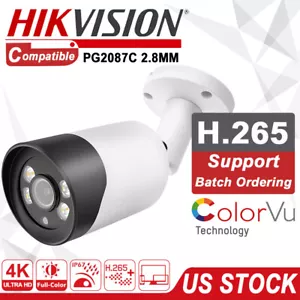 Hikvision Compatible Full Color 4K 8MP POE Built-in Mic ColorVu Bullet IP Camera - Picture 1 of 12