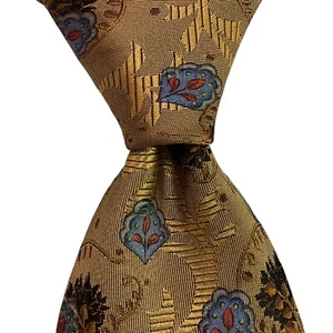 ROBERT TALBOTT Best of Class Silk Necktie USA Designer Geometric Brown/Gold GUC - Picture 1 of 3