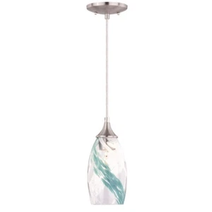 Vaxcel Milano 1 Light 5" Mini Pendant Caribbean Swirl, Satin Nickel - P0278 - Picture 1 of 1