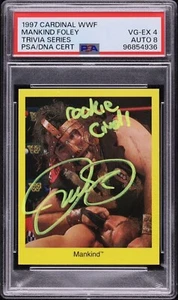 1997 Cardinal WWF Trivia Series Mankind AUTO DNA 8 PSA 4 VGEX "Rookie Card!" - Picture 1 of 2