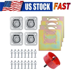 4Pack Heavy Duty Recessed Trailer D-Ring Tie Down Anchor Kit With Hole Saw Drill - Picture 1 of 11