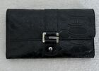 NWT GUESS BLACK SADDLE SLG TRI FOLDED LEATHER WALLET