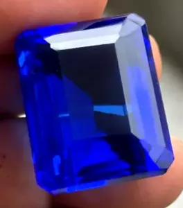 AAA+ 74ct. Großer blauer Tansanit Smaragdschliff lose Edelstein Geschenk zum ... - Bild 1 von 7