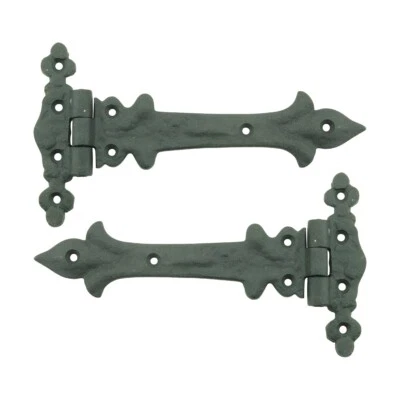 Bisagra de correa de puerta de hierro forjado negro resistente al óxido montaje al ras paquete de 2 bisagras Foto 1 de 4