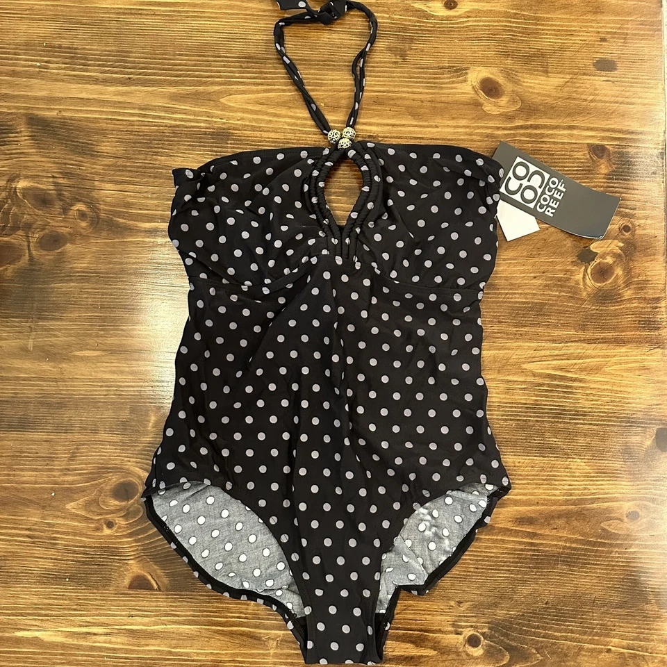 Coco Reef Boutique Swimsuit Underwire Size 40D Black polka dot One Piece - Image 1 of 4