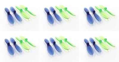 Hubsan X4 H107D Transparent Clear Blue and Green Propeller Blades 6 Pack - Image 1 of 2