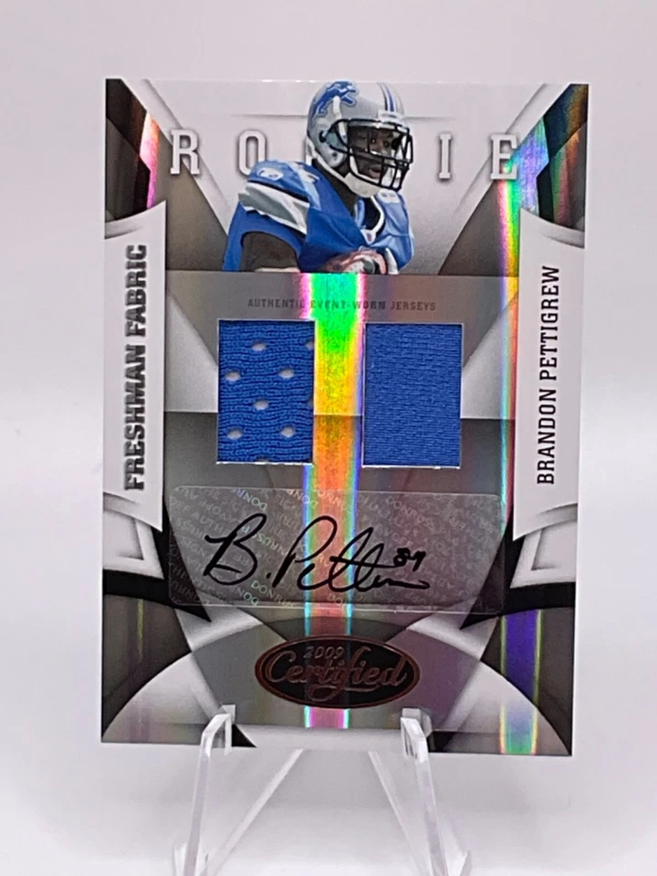 Brandon Pettigrew 2009 Certified Freshman Fabric #231 Auto /399 RC Lions Sharp! - Image 1 of 2