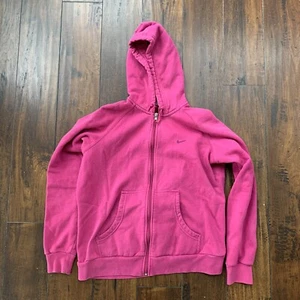 VTG Nike Girls Pink Hoodie Tonal Center Swoosh Promo Rap 90s 80s - Picture 1 of 5