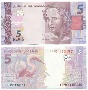 BRAZIL NOTE 5 REAIS 2010 (2021) SERIAL II P 253f UNC - Picture 1 of 1