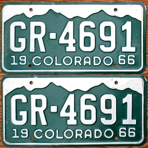 1966 Colorado License Plate Number Tag PAIR Plates - Picture 1 of 1