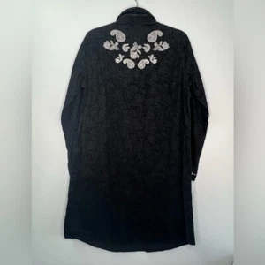 Ryan Michael Hemdblusenkleid bestickt Perlen Druckknopf Petersilie Western Cord Gr. L - Bild 1 von 15