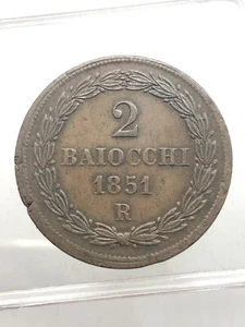 2 BAIOCCHI 1851 ROMA anno V STATO PONTIFICIO Pio IX SPL - Picture 1 of 2