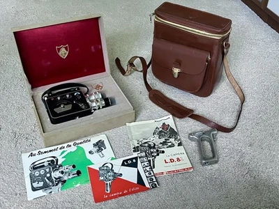 Beautiful & Rare set Camera LEVEQUE LD8 France 8mm film kamera SOM BERTHIOT Lens - Bild 1 von 4