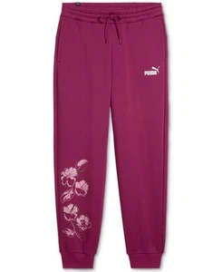 Puma Womens Regular fit Sweatpants Pants Large Pink Floral - Picture 1 of 1