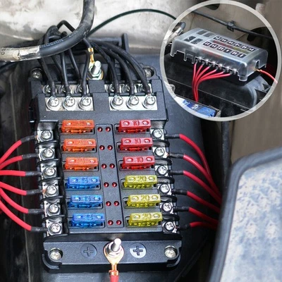 Caja de cuchillas de 12 vías soporte de bloque de fusibles indicador LED 12V 32V parte marina automática EAH Foto 1 de 4