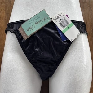 Vintage Vanity Fair Second Skin & Lace Side Trim Bikini Panty Black Size 8 NWT - Picture 1 of 5
