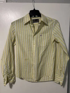 Camisa Hollister manga larga para hombre pequeña abotonada amarilla, azul, blanca - Imagen 1 de 4