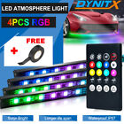 4Pcs RGB LED Car Strip Under Tube Underglow Underbody System Neon Light Kit
