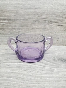 Antike Amethyst lila geätztes Glas Zuckerdose Doppelgriff Schale  - Bild 1 von 6