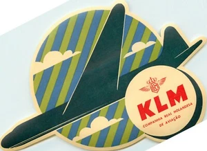 KLM AIRLINE - Colorful / ORIGINAL Die-cut Luggage Label, c. 1955 - Picture 1 of 2