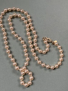 Napier Marked Hand Knotted Small Creamy Faux Pearl Bead Necklace - 24 x just un - Picture 1 of 6