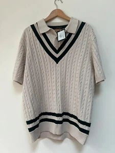 End x Beams plus Ivy League polo cricket knit t shirt top XL green cream ivory - Picture 1 of 12