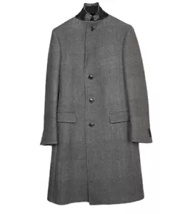 Z Zegna Coat Grey Lana Wool Overcoat Size 48 R - Picture 1 of 19
