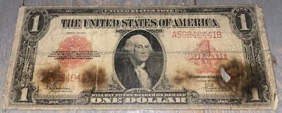 1923 $1 Legal Tender “Horseblanket” Red Seal, SC, Rare Note, (SKU N210) - Image 1 of 2