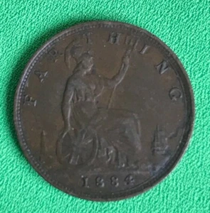 Simply Coins~1884 VICTORIA FARTHING Bronze 2.83 g ⌀ 20 mm KM# 753, Sp# 3958 - Picture 1 of 3