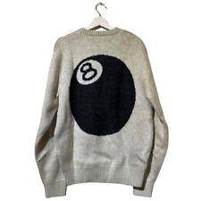 Stussy 8 Ball Heavy Brushed Mohair Knit Sweater Ivory White Size XL Authentic
