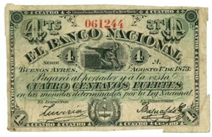 Argentina … P-S641a … 4 Centavos Fuertes ... 1.8.1873 ... *F+*. - Picture 1 of 2