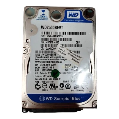 Various Brand 2.5" HDD internal Laptop & PC 250GB 100% Health Samsung WD Hitachi - Image 1 of 4