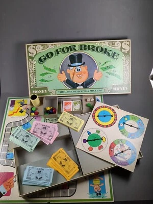 Vintage Go For Broke Board Game Selchow Righter Complete Inst 1965  Wood Pieces - Image 1 of 4