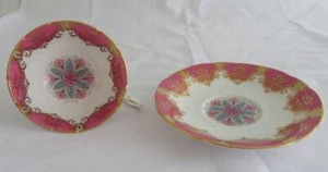 Vintage PARAGON Bone China CUP + SAUCER Pink Blue Gold Trim HRH Original Owner - Picture 1 of 6