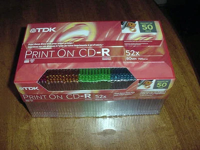 New 50 Color Pack TDK Print On CD-R 80 Min. - Image 1 of 2