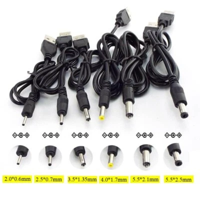 USB A Male to 2.0 2.1 2.5 3.5 5.5mm Plug Connector 5V DC Power Supply Cable Cord - Image 1 of 4