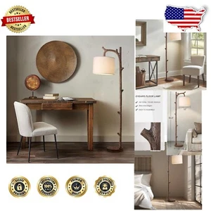 Farmhouse Retro Tree Trunk Floor Lamp with Foot Switch for Cozy Living Areas - Picture 1 of 9
