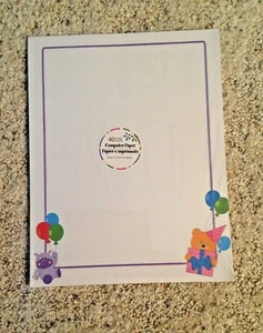 Childs Birthday Computer Printer Paper 40 Sheets Balloon Teddy Bear - Picture 1 of 1
