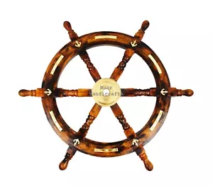 Ruota nave in legno antica pirati decorazione casa ruota unica decorazione parete - Foto 1 di 3