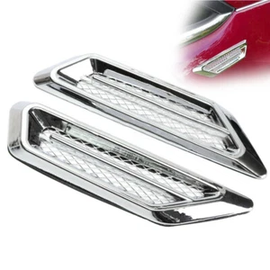 2Pc Plastic Chrome Car Air Flow Fender Side Vent Decoration Sticker Accessories - Picture 1 of 12