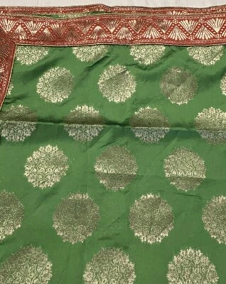 Table Cloth Cover Festive Shiny Chinese Red Green Holiday Rectangular 90” X 43” - Image 1 of 4