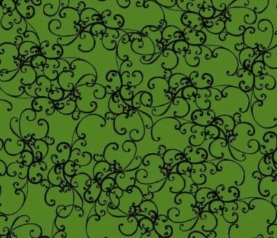 Loralie Design - Christmas Elegant Scroll Green-Black Quilting Fabric - Image 1 of 2
