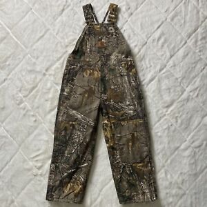 Carhartt Youth Size 6 Realtree Camo Overalls Bibs Quilt Lined Ankle Zip CM8648