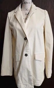 Blazer Jacke Cord Damen klein elfenbein creme Knopf Baumwolle Stretch NEU Winter - Bild 1 von 9