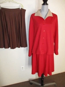 VTG Talbott 3 pc Skirt Set Jacket w Pockets & 2 Pleated Skirts Union Made 18 - Picture 1 of 12