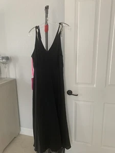 Betsey Johnson Womens Black Tie Shoulder Long Maxi Dress Plus 18W NWT - Picture 1 of 15